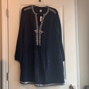 NWT GAP Sz L Drawstring Navy Blue Dress